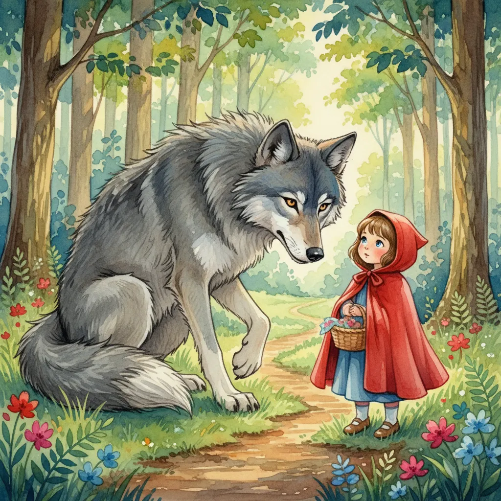 nano 49395cd5 0 Cô bé quàng khăn đỏ gặp Sói xám trong rừng