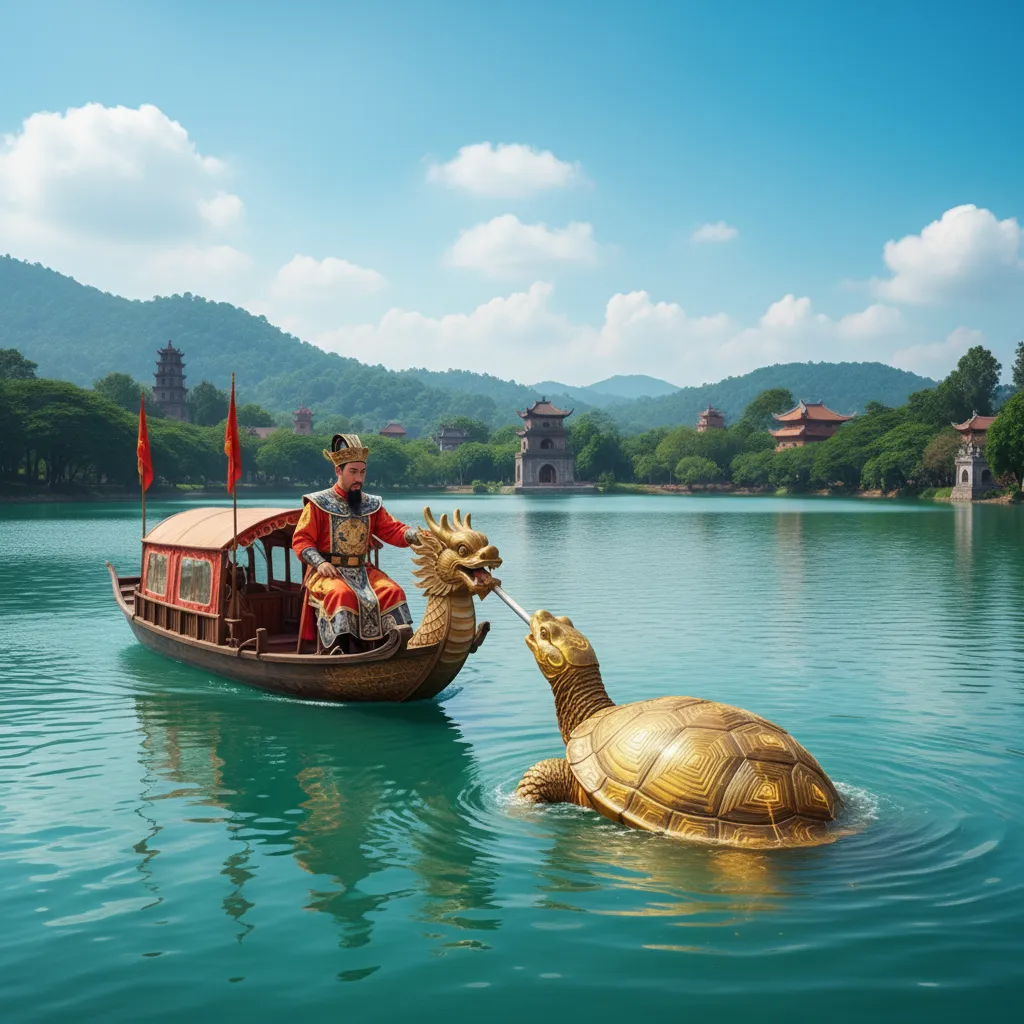 Vua Lê Lợi trả gươm cho Rùa Vàng tại Hồ Gươm