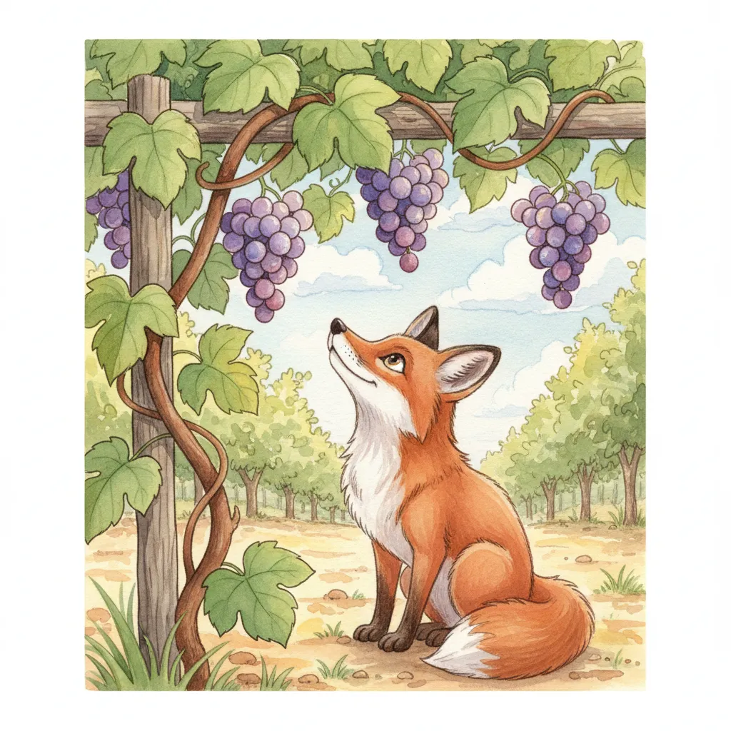 Truyện ngụ ngôn con cáo và chùm nho minh họa cho bé